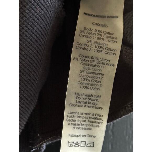 T by Alexander Wang Black Waffle Jersey Rib Combo Cap Sleeves Top Size Medium - Picture 9 of 14